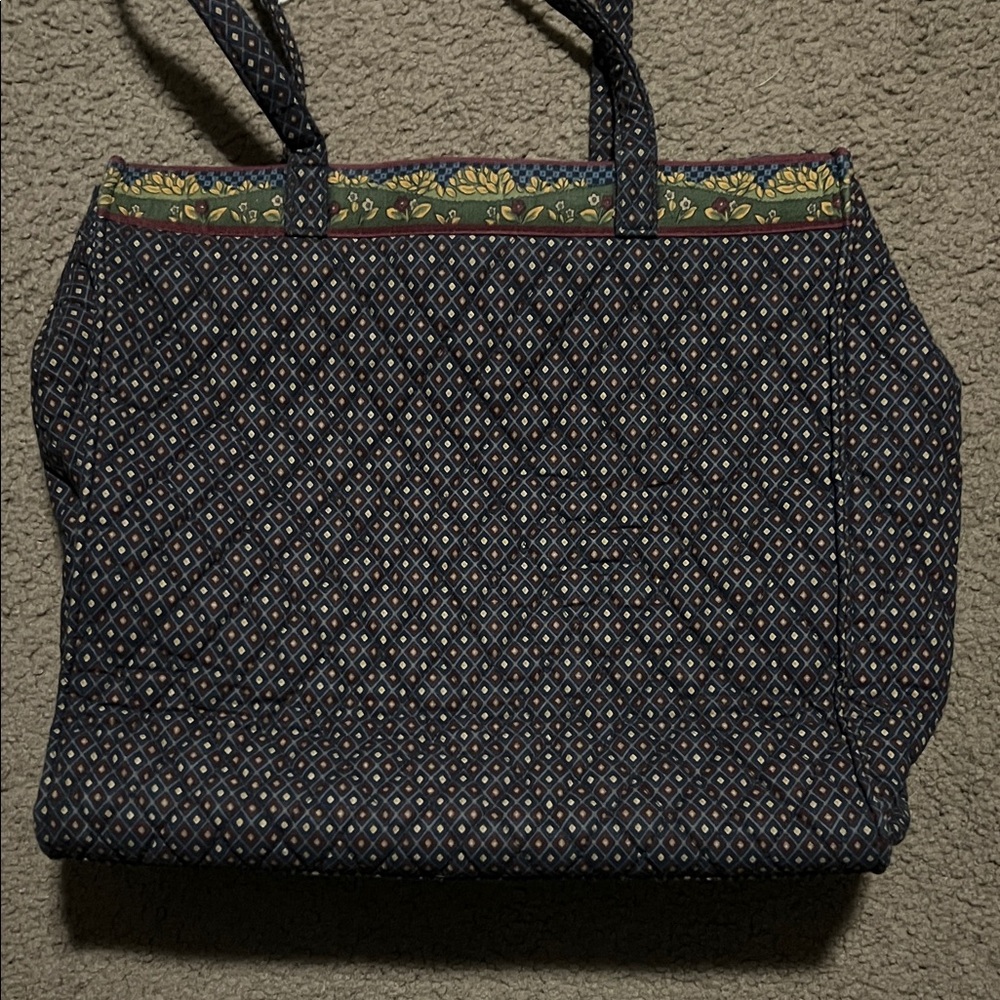 Vera Bradley Elegant Patterned Tote Bag Navy Blue